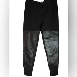 Zinga Black Faux Leather Panel Leggings Cotton And Cashmere Blend Size M